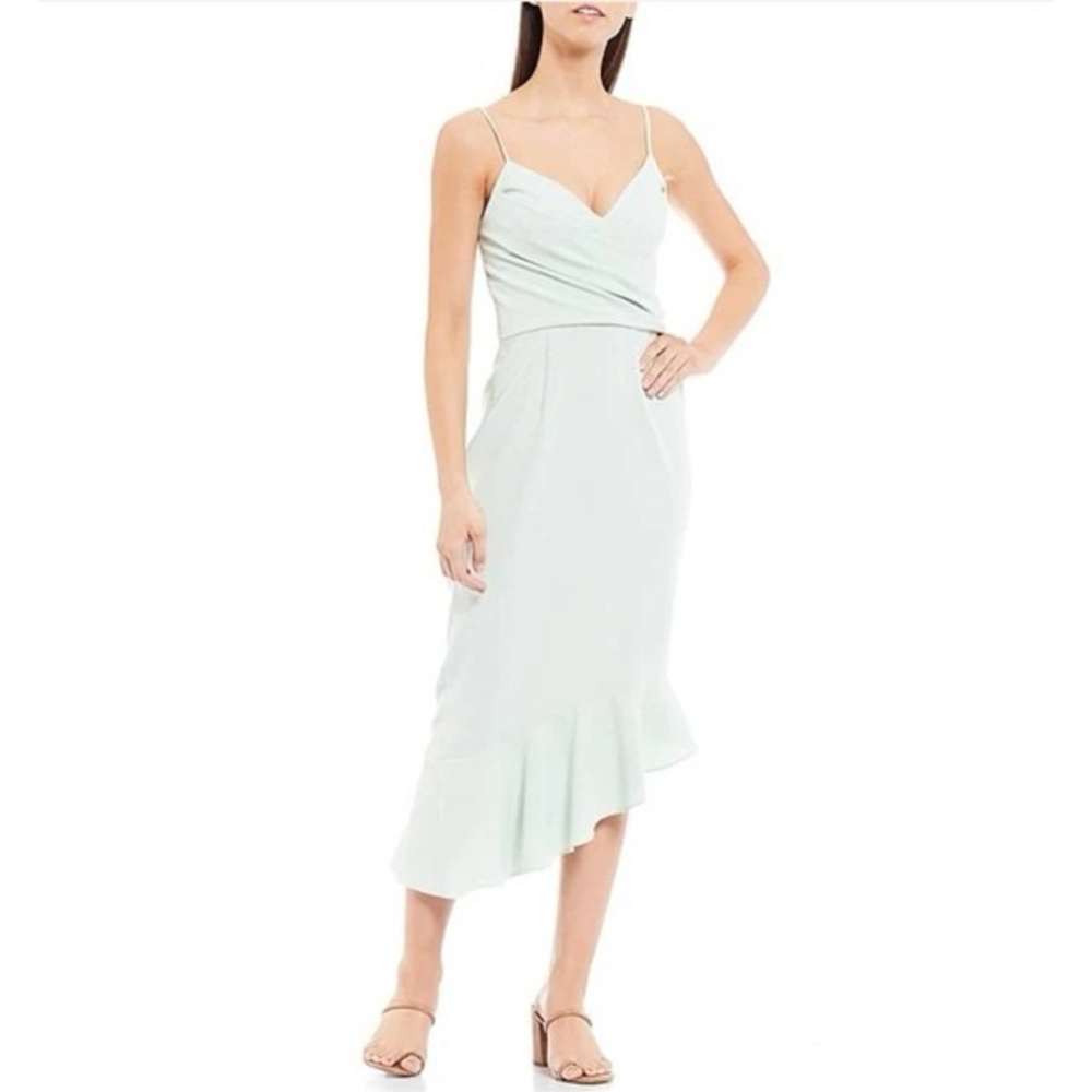 Gianni Bini Lee Asymmetrical Sage Green Dress Size 6